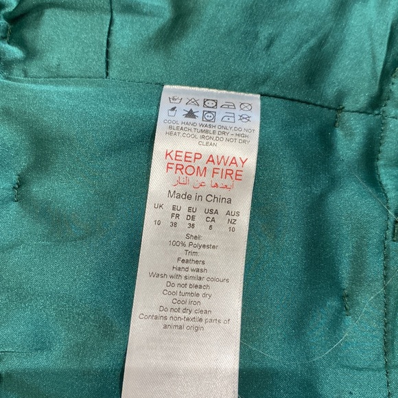 PrettyLittleThing Green Feather Bandeau Top, Zipper Closure, Cropped (US 6) - Picture 10 of 11